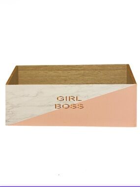 'GIRL BOSS' Decorative Desk Organizer - Blush Pink & White 10” NEW